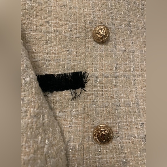 XS fall New Double Breasted Tweed Blazer Jacket - Picture 6 of 8